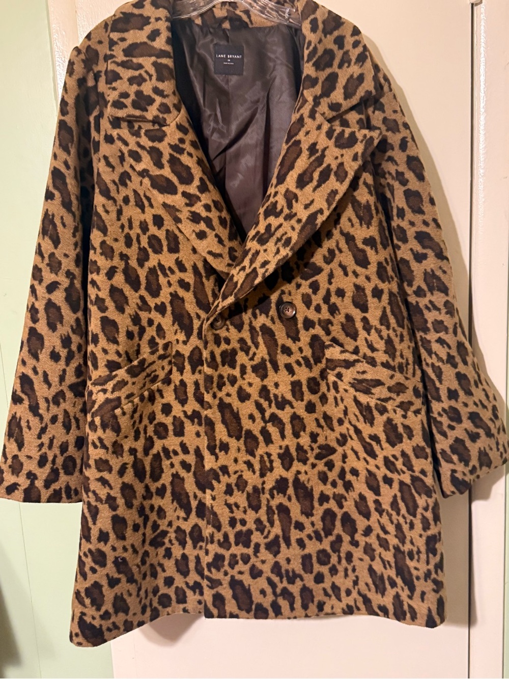 Lane Bryant Leopard Print Pea Coat - Brown/Black Sz 20 - Picture 2 of 15